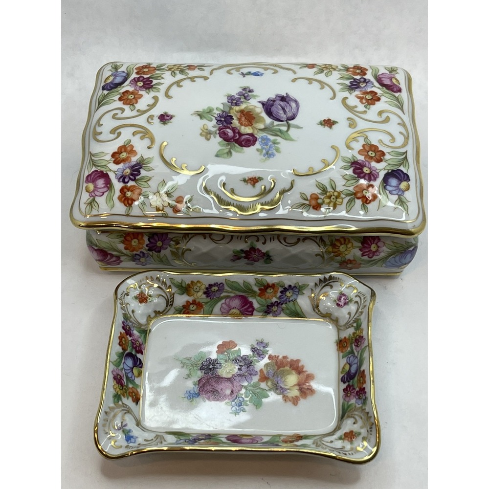 Vintage Schumann Bavaria Arzberg Germany‎  Porcelain Jewelry Box & Trinket Dish